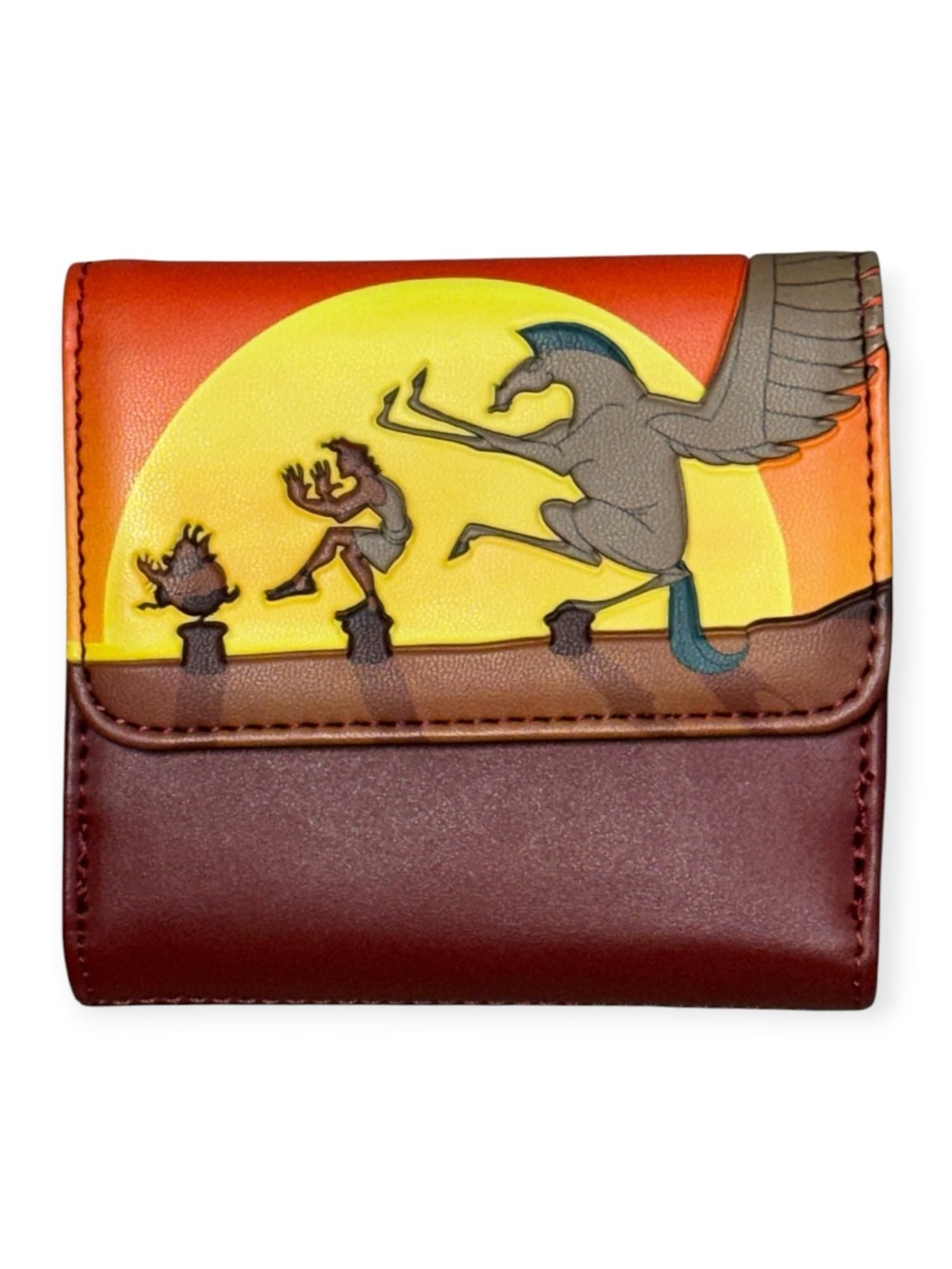 Loungefly Sunset Pegasus Trifold Wallet in Brown, Orange and Yellow - Picture 1 of 3